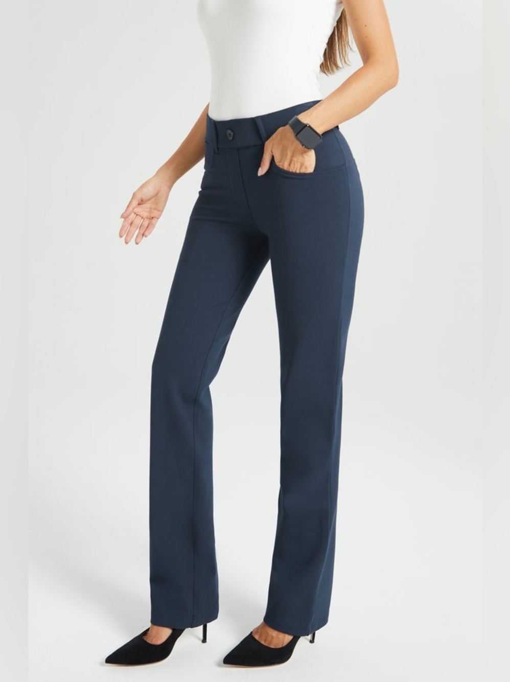 Betaband Womens 7-Pocket DPYP™ Dress Pant Yoga Pant Straight Leg Navy